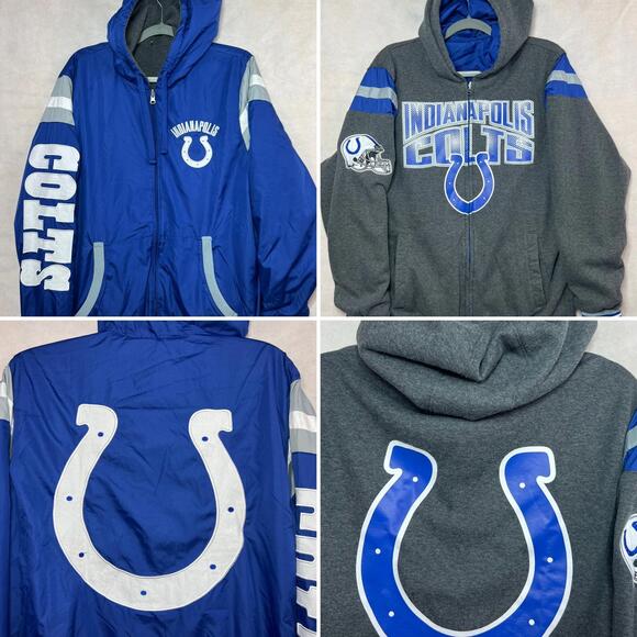 Reversible Indianapolis Colts Hoodie Mens L Carl Banks G-III